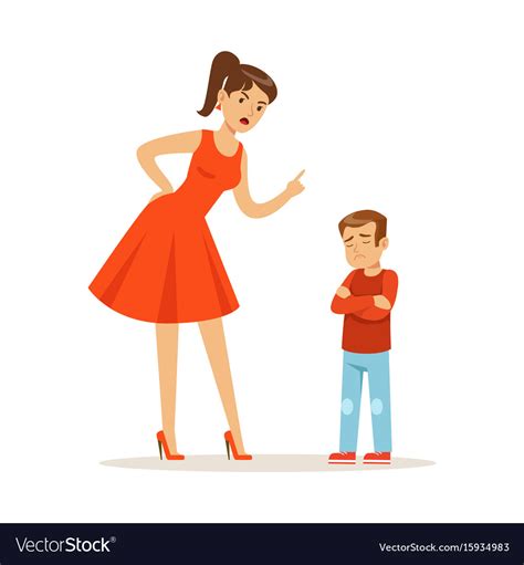 Mother Character Scolding Her Upset Son Royalty Free Vector