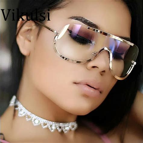 Oversized Women Hip Hop Sunglasses Man Brand Designer 2017 New Half
