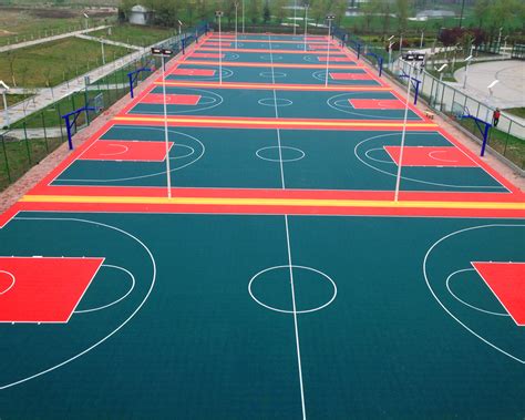 Color tile options provide design choices for basketball key areas, the 10 foot line in volleyball or court divisions in tennis court and badminton courts. Outdoor Basketball Sports Floor / Modular Tiles ...