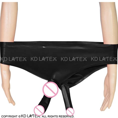 Black Sexy Rubber Latex Briefs With Anatomical Penis Sheath And Anal Condom Shorts Bottoms Dk