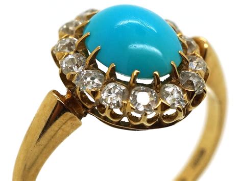 Edwardian 18ct Gold Turquoise Diamond Ring 956H The Antique