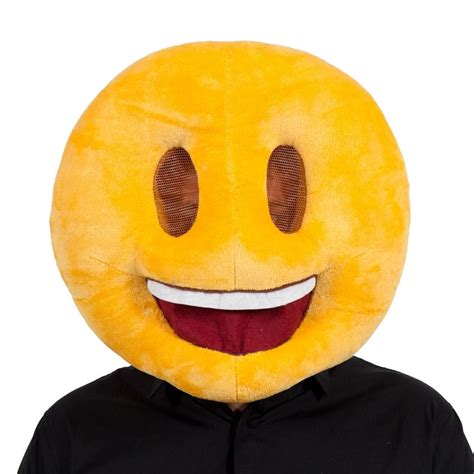 Adult Plush Emoji Face Icons Full Head Mask Fancy Dress Costume Mascot