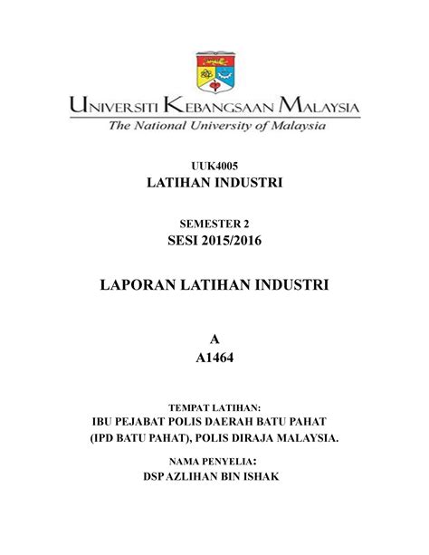 Contoh Laporan Report Latihan Industri Universiti Shyannerthahn