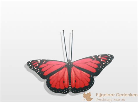 Vlinders zijn vooral geliefd vanwege hun prachtige patronen, vormen en vrolijke kleuren. Aluminium Vlinder rood | Eijgelaar Gedenken | 3507
