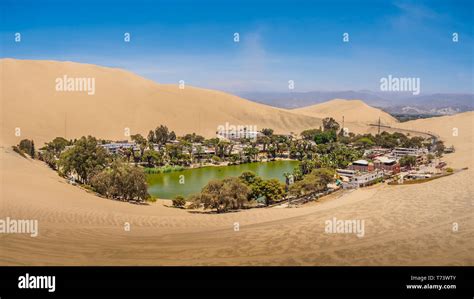 Oasis Of Huacachina Near Ica City In Peru Lake And Trees Inside The