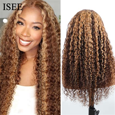 Water Wave Lace Front Wig Highlight Wig Human Hair Isee Hair Ombre Lace Wig For Women
