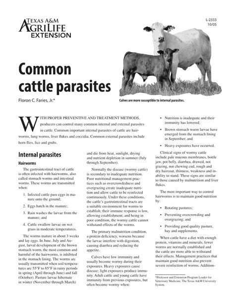 Common Cattle Parasites