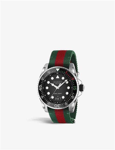 Gucci Ya136209 Dive Nylon And Stainless Steel Watch