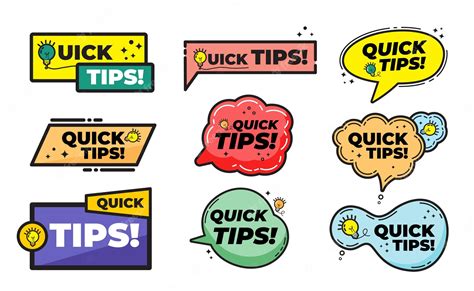 Premium Vector Set Of Quick Tips Helpful Tricks Tooltip Hint For