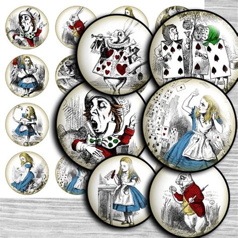 Alice In Wonderland Digital Collage Sheet Circles Td62 Etsy