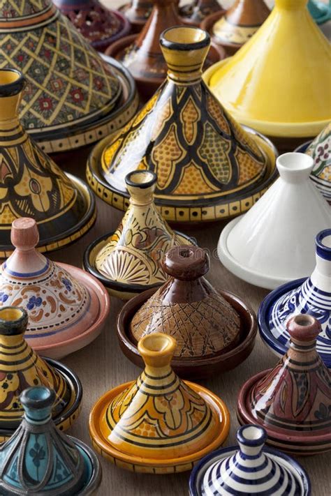 Colorful Moroccan Pottery On The Market Stock Photo Image Of