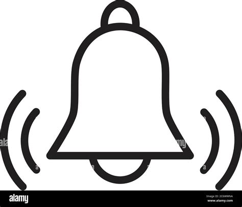 Simple Flat Black Outline Vector Icon Alarm Bell Ringing Reminder