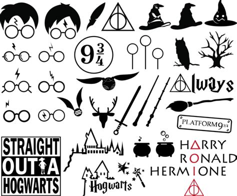 Harry P. Clipart, Fonts, Logos, Silhouettes in 2020 | Harry potter