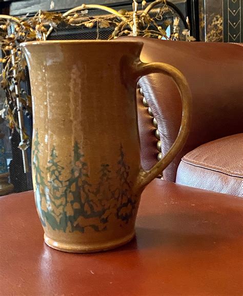 Evergreen Trees Mug Coffee Tea Stoneware Mug Stoneware Etsy