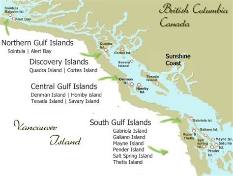 Map Of The Gulf Islands British Columbia Canada