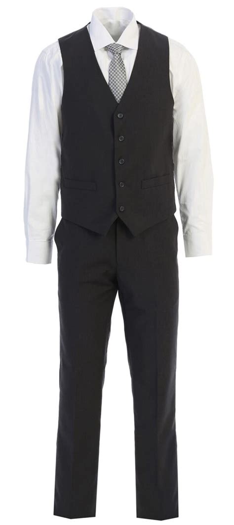 men s premium charcoal gray dark grey slim fit three piece two button suit king formal wear