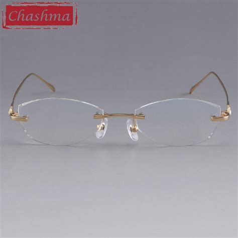 Chashma Designer Eyeglasses Diamond Rimless Titanium Stone Lenses Wome