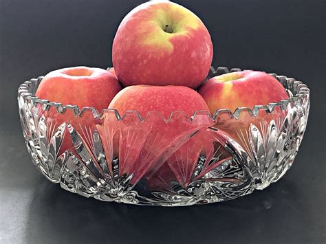 Large Crystal Fruit Bowl Cut Glass Bowl Glass Fruit Bowl Etsy