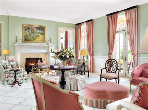 Traditional Pink And Green Living Room Living Room Green Luxe Living