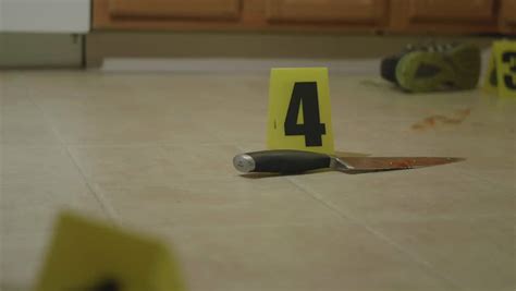 Crime Scene Home Kitchen Csi Markers Stock Footage Video 100 Royalty