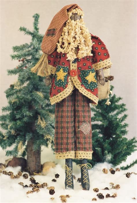 Pere Noel Cloth Doll E Pattern 24in Black Primitive Folk Art Santa E