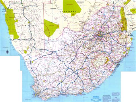 South Africa Road Map With Distances Map Of Africa