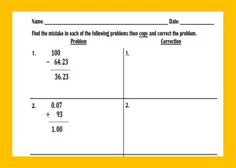 Correcting Common Mistakes In Adding And Subtracting Decimals Worksheet Ii Adding Subtracting