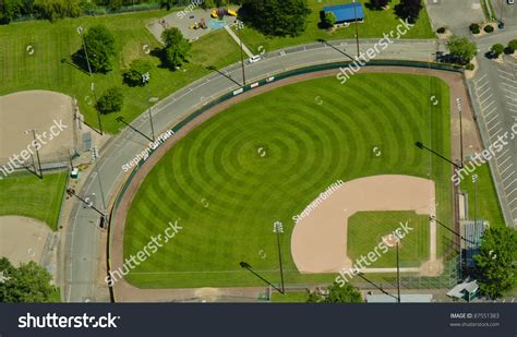 Circular Mowing Pattern In A Baseball Field Stock Photo 87551383