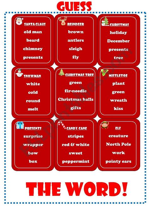 English Worksheets Guess The Christmas Word