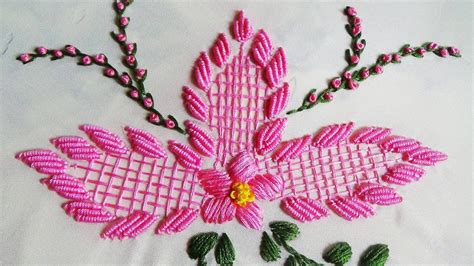 Hand Embroidery Bullion Knotbed Sheet Embroidery Youtube