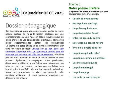 Calaméo Occe Calendrier 2025 Dossier Pedagogique