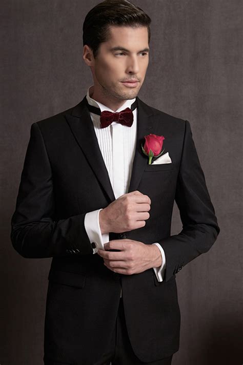 Buy Cheap New Arriving Custom Slim Fit Black Wool Wedding Suits Two