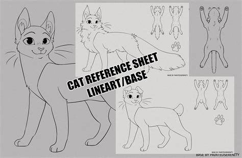 Cat Reference Sheet Base Lineart Warrior Cats Ocs Etsy