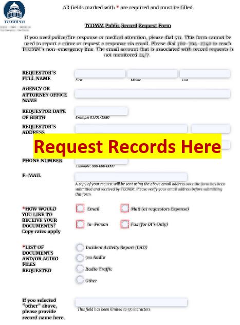 Public Record Requests Tcomm 911