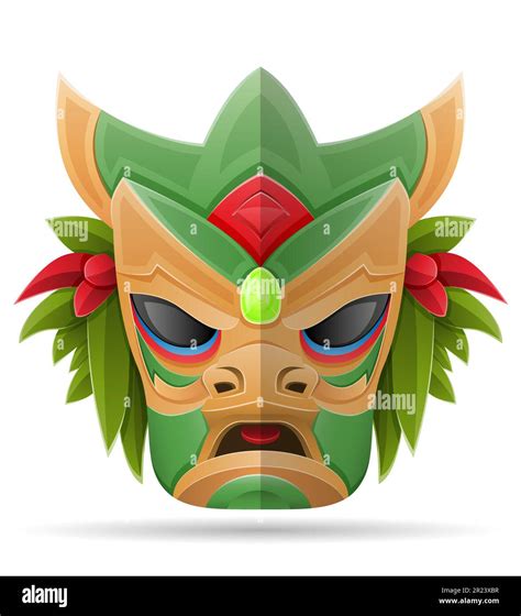 Tiki Mask Hawaiian Ancient Tropical Totem Head Face Idol Made Of Wood