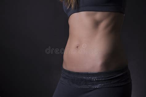 Female Abdominal Muscles On Black Background Stock Image Image Of