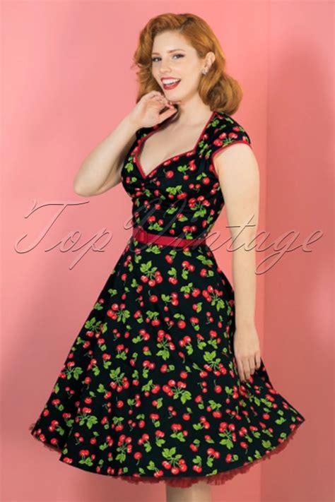 Pinup Couture Retro Heidi Black Cherry Swing Dress