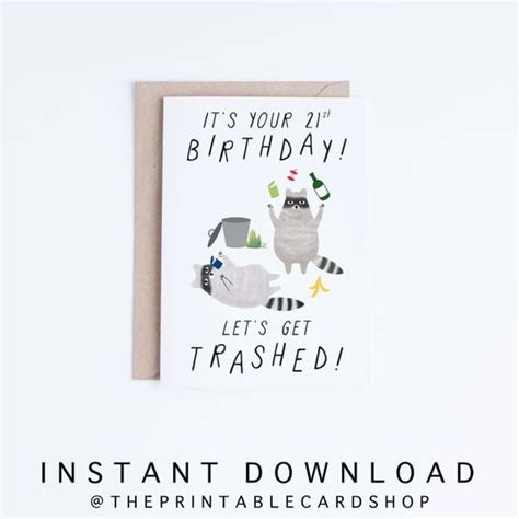 Printable 21st Birthday Cards Funny 21 Birthday Cards Instant