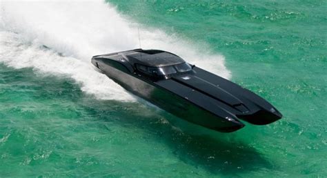 Black Corvette Zr1 Catamaran Offshore Racing Boat Dual Mercury 1350hp