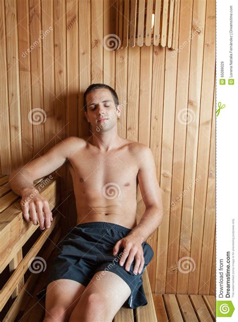 Man Inside Sauna Stock Image Image Of Relaxation Hygiene 65089029