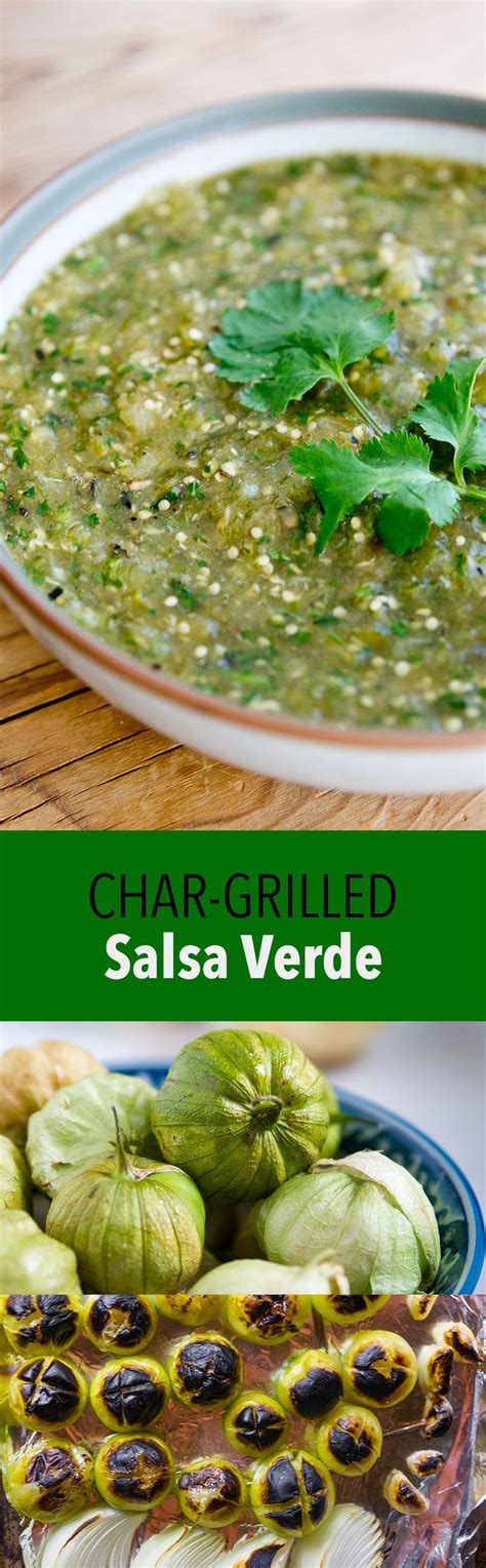 Mexican Salsa Verde With Fire Roasted Tomatillos Chilis Garlic Onions