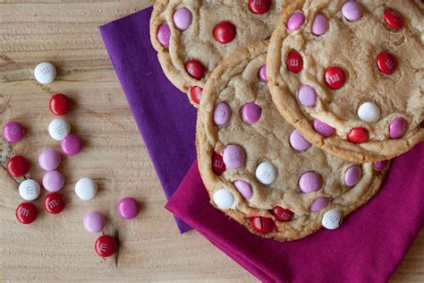 Chill for at least 2 hours before baking. Giant Valentine's Day M&M Cookies