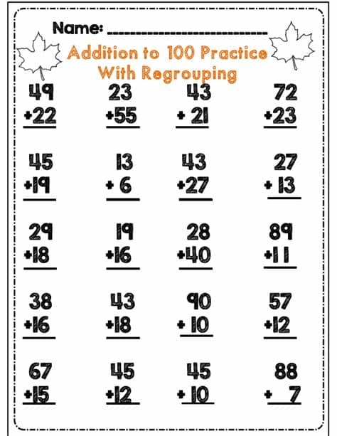 Second Grade Addition With Regrouping Worksheets ...