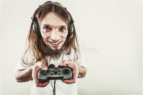 Happy Man Playing Games Stock Image Image Of Player 80647315