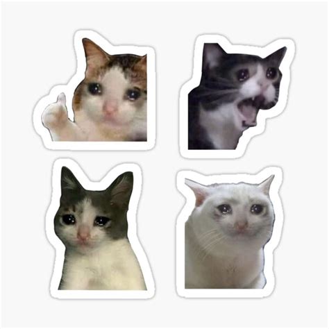 4 Lovely Crying Cat Stickers Sticker For Sale By Horr0citty Redbubble