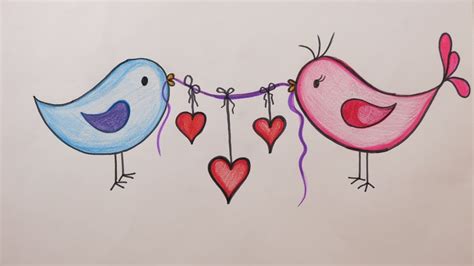 Ik maak graag tekeningen die met mijn familie te maken hebben, met dingen die ik leuk vind en met acteurs en/of zangers te. Valentine's Day DIY: How to Draw Love Birds Holding Hearts ...