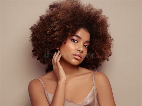 beauty portrait of african american girl with afro hair stock image image of brown attractive