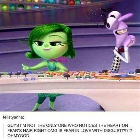 Disney Pixar S Inside Out Fear X Disgust Funny Disney Characters Funny Disney Memes Disney Funny