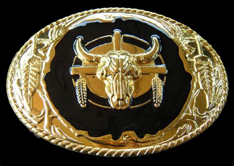 Golden Western Steer Cowboy Rodeo Cool Big Belt Buckle Belts Buckles