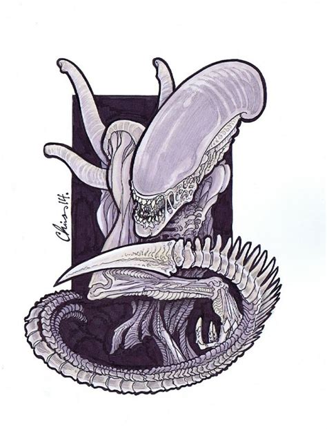 Alien By Chris Burke Colored Comic Art Alien Vs Predator Predator